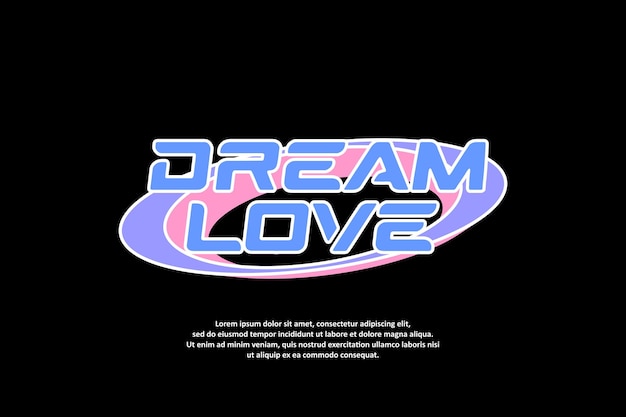 Vektor ein schwarzer hintergrund mit einem blau-rosa dream love 2-logo.