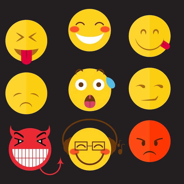 ein schwarzer Hintergrund mit einem gelben Smiley-Gesicht und den Worten "glücklich"