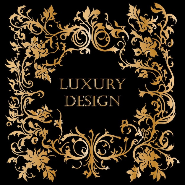 Vektor ein schwarzer hintergrund mit einem goldenen rahmen, der luxusdesign verspricht