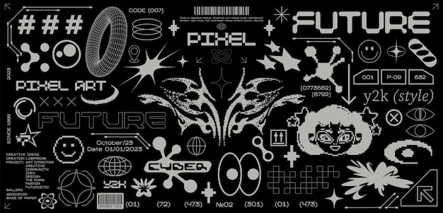 Ein schwarzer hintergrund mit einer collage verschiedener logos einschließlich des wortes 