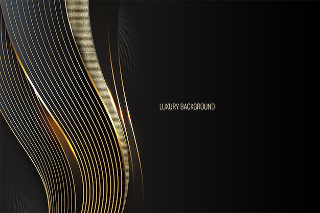 ein schwarzer Hintergrund mit goldenen und silbernen Linien und einem goldenen Wirbel