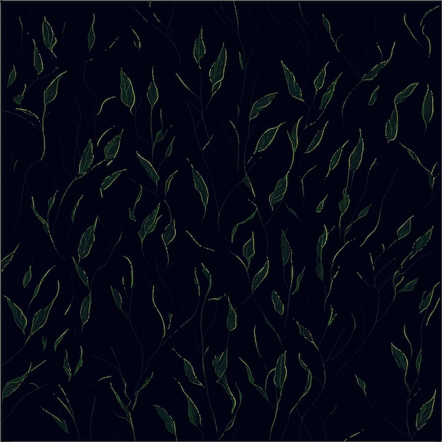 Ein schwarzer Hintergrund mit grünen Blättern
