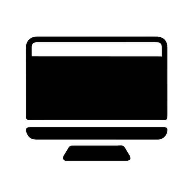 ein schwarzer Monitor mit einem weißen Hintergrund, auf dem das Logo steht