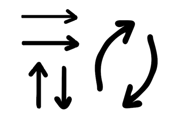 ein schwarzer Pfeil, der nach rechts und rechts zeigt