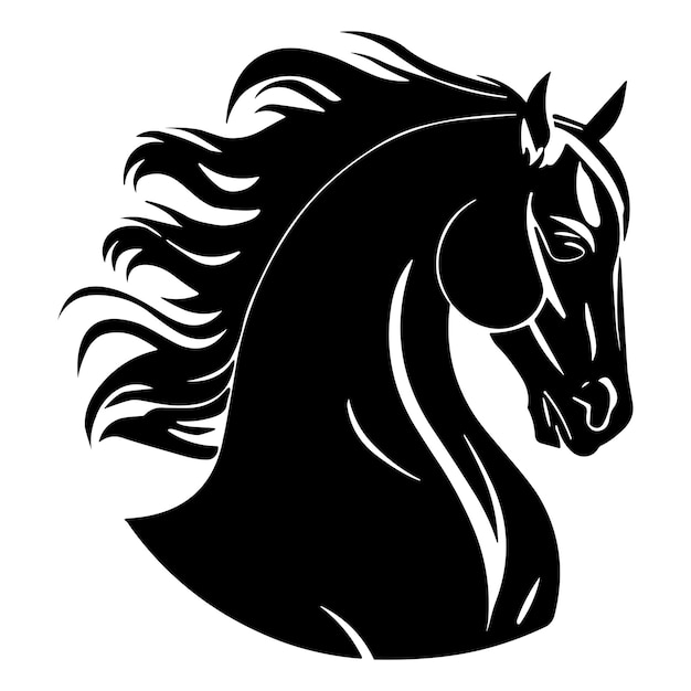 Ein schwarzes Pferd mit einer Mähne darauf