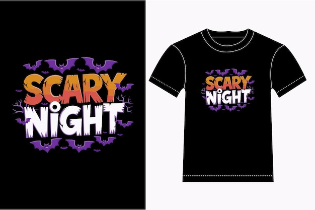 ein schwarzes T-Shirt mit den Worten Scary night rechts nach rechts