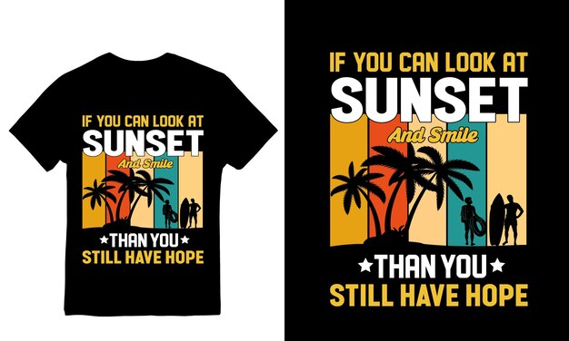 Vektor ein schwarzes t-shirt mit einem bild eines sonnenuntergangs