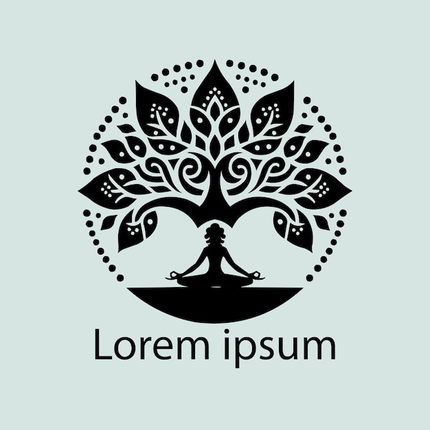 Vektor ein schwarzes yoga-baum-logo