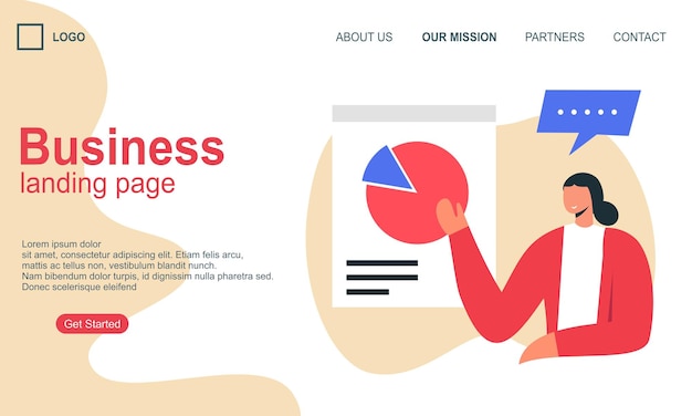 Vektor ein screenshot einer website mit der aufschrift „small business message“