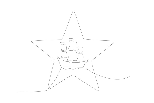 Ein segelschiff in einer starline-kunstillustration