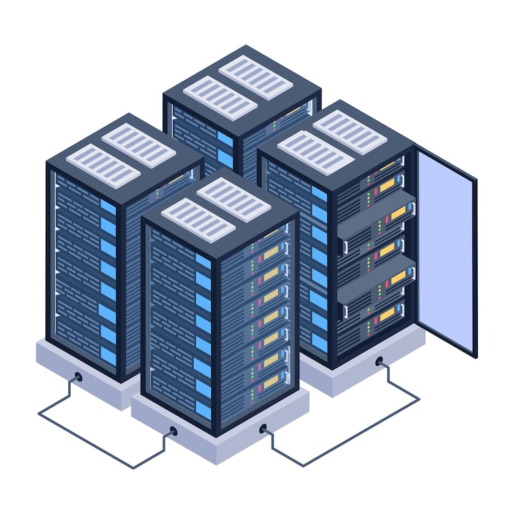 Vektor ein serverraum-symbol im isometrischen design-premium-download