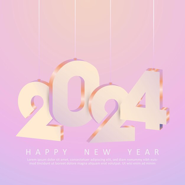 Vektor ein social-media-post zum frohen neujahr 2024 poster grüßbanner