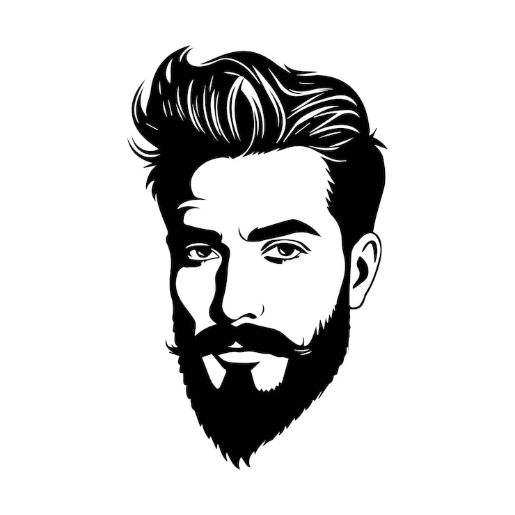 Vektor ein stilvoller mann mit bart und haaren