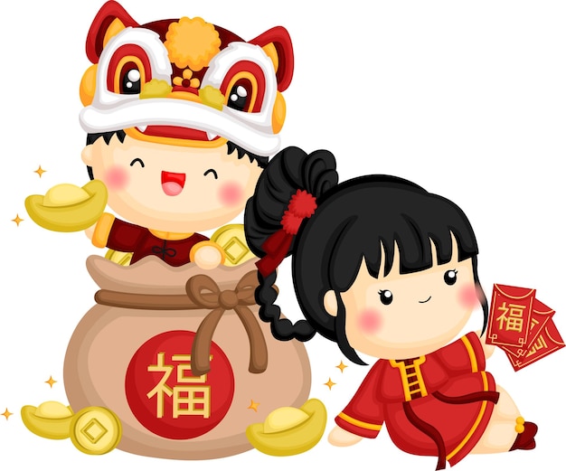 ein süßer Vektor des chinesischen Neujahrsthemas