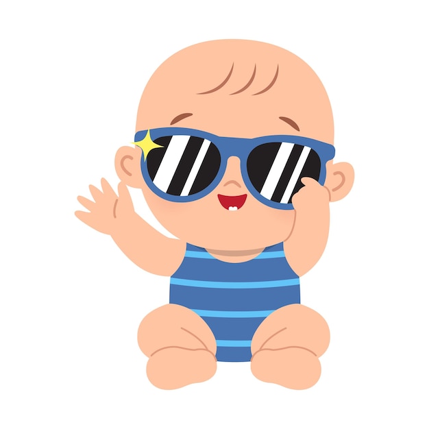 Vektor ein süßes baby mit sommerkleidung und sonnenbrille