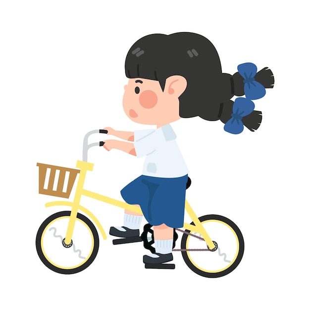 Vektor ein süßes kleines mädchen fährt fahrrad.