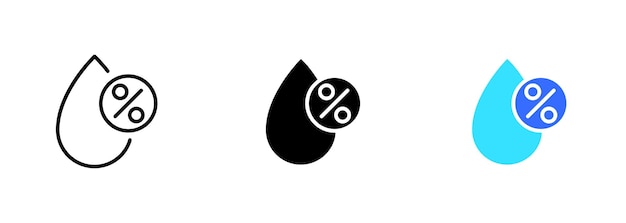 Ein Symbol eines Wassertropfens mit einem Prozentzeichen darin Das Symbol wird normalerweise verwendet, um den Füllstand der Flüssigkeit darzustellen