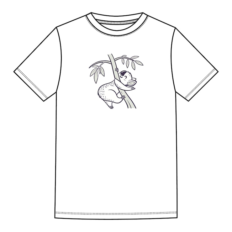 Vektor ein t-shirt mit einem affen auf der vorderseite und dem wort "t-shirt"