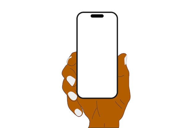 ein Telefon in einer Hand auf einem transparenten Hintergrund im Vektorformat