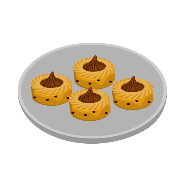 Ein Teller Kekse mit Erdnussbutter-Topping. | Premium Vektor