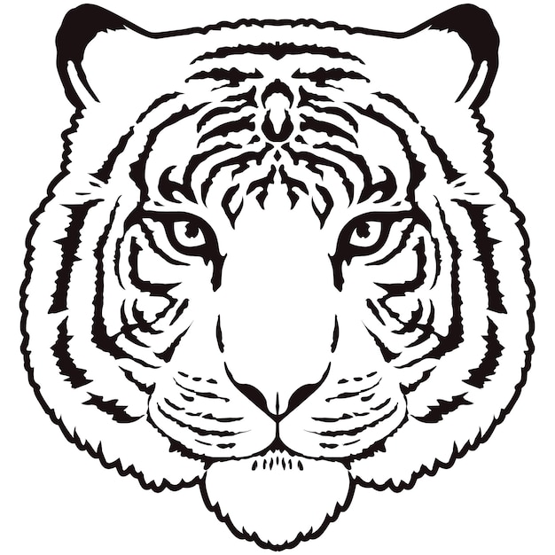 Ein tigerkopf mit einem schwarz-weißen muster.