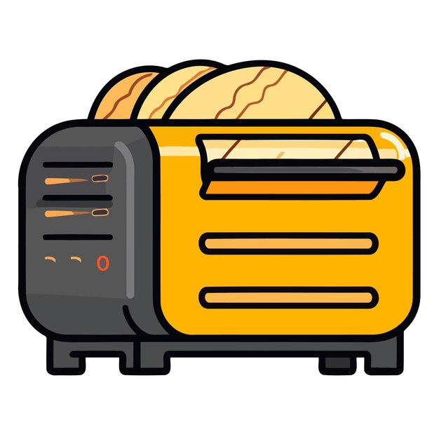 Ein toaster-symbol mit einer dünnen umrisse mit brotscheiben, ideal für minimalistische designs