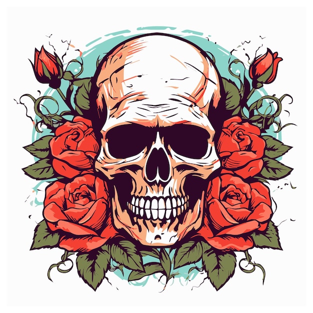 Ein totenkopf mit rosen und rosen