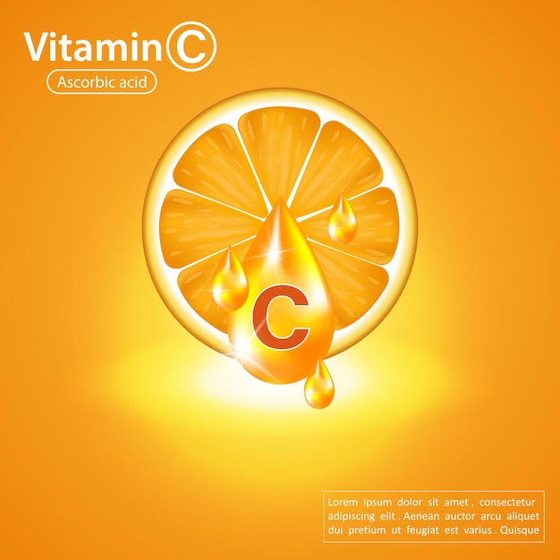 Vektor ein tropfen tropft von einer zitrusstücke ein spritzer orangensaft natürlicher vitamin-c-orange
