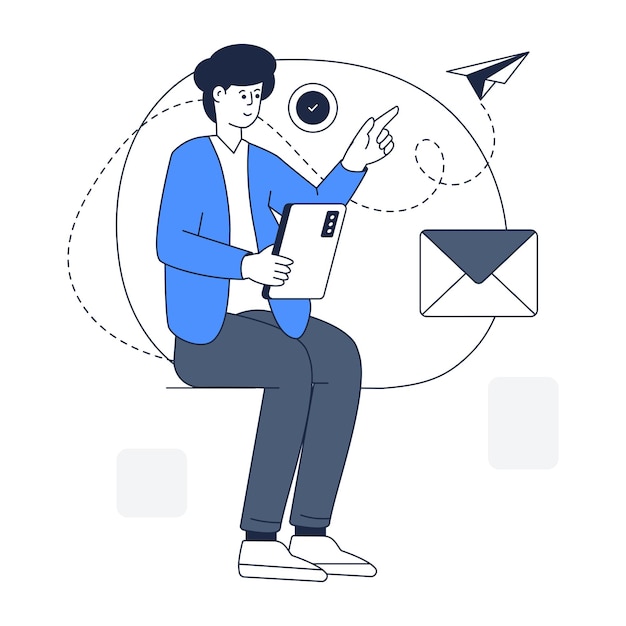 Vektor ein umriss-illustrationsdesign für das versenden von e-mails