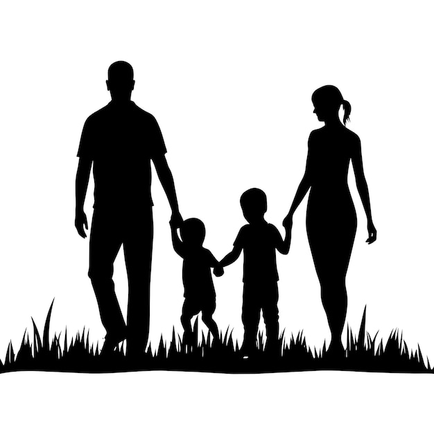 ein Vater, eine Mutter und ein Kind laufen auf dem Gras und genießen einen glücklichen familiären Moment