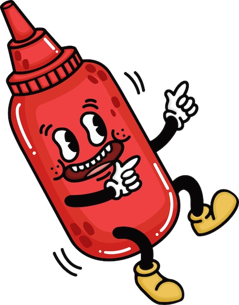 Ein vektor einer niedlichen cartoon-ketchup-flasche