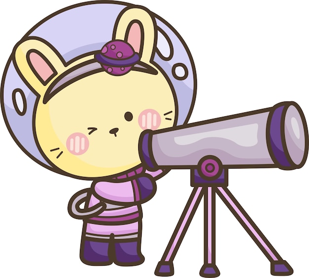 ein Vektor eines Kaninchens mit einem Teleskop