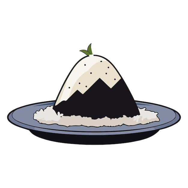 Vektor ein vektorbasiertes onigiri-symbol mit einer einfachen umrisskugel mit einem nori-streifen