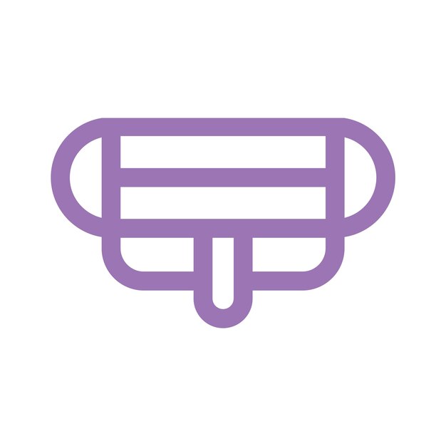 Ein violettes symbol eines holzobjekts mit einem großen kreis in der mitte.