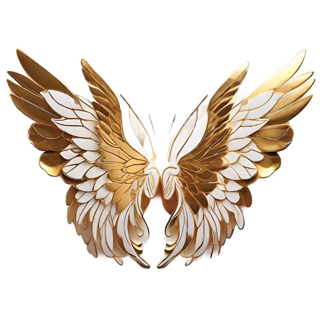 Vektor ein vogelflügel goldener und weißer hintergrund 3d-rendering ai generierte kunst