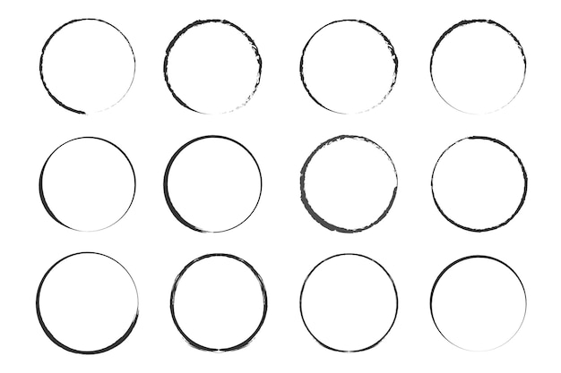 Ein von einem pinsel gezeichneter kreis vektor-doodle-rahmen für design verwenden grunge-kreise