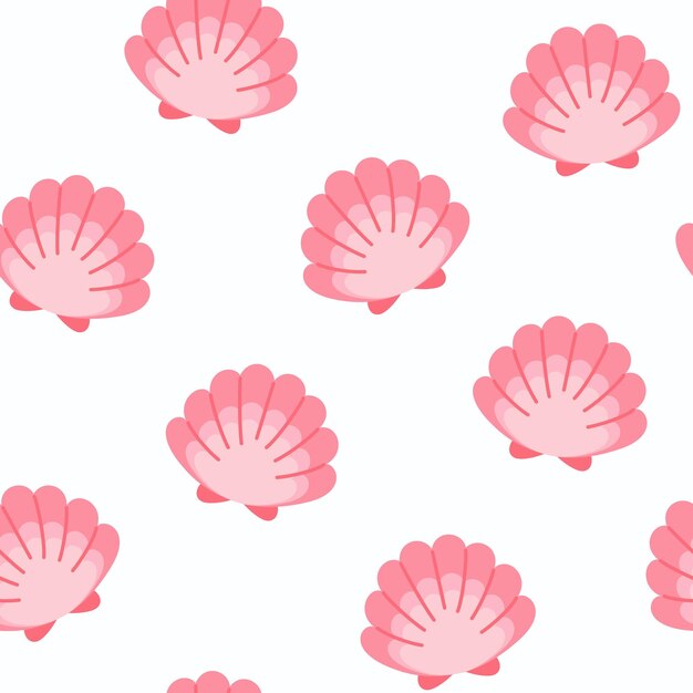 ein weißer Hintergrund mit rosa und rosa Meeresmuscheln