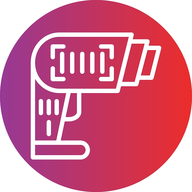ein weißer Kreis mit einem roten und lila Logo mit einem Bild einer Person, die nach rechts zeigt