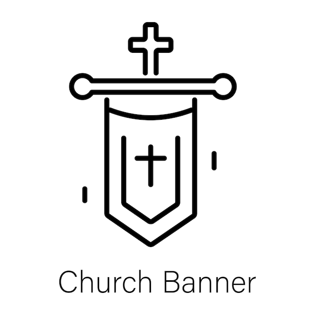 Ein weißes logo für ein kirchenbanner mit der aufschrift kirche