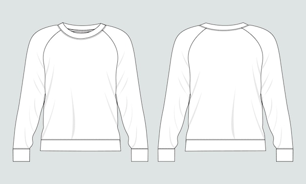 Vektor ein weißes sweatshirt mit vorder- und rückseite.