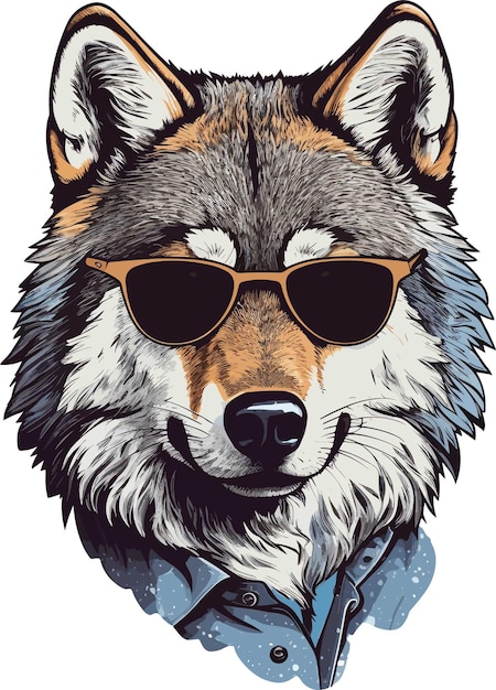 Ein Wolf mit Sonnenbrille und Krawatte drauf