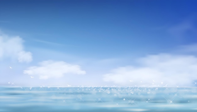 Ein wunderschöner sonniger Tag am Meer mit klarem Himmel und ruhigem Wasser