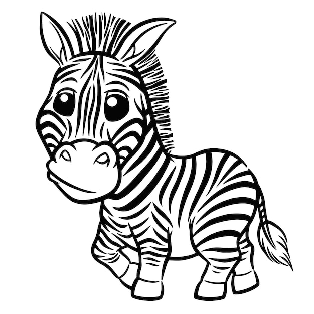 Ein zebra mit einem schwarz-weißen muster im gesicht steht vor einem weißen hintergrund