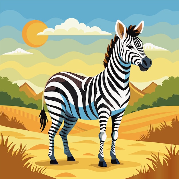 ein Zebra steht in einem Feld mit einem Himmelshintergrund