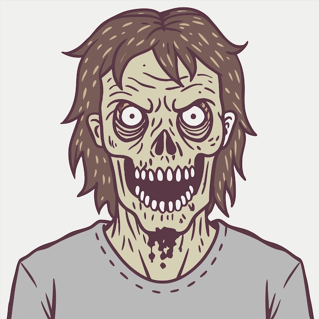 ein Zeichentrickfilmbild eines Zombies mit einem gruseligen Gesicht