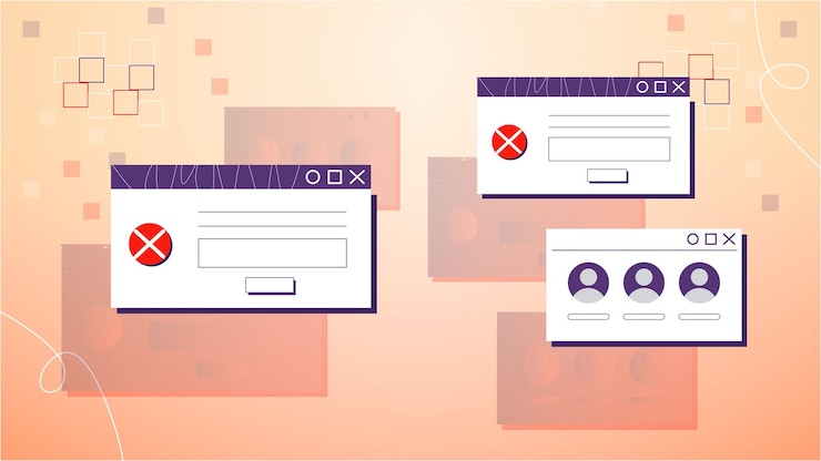 Vektor eine abstrakte vektorillustration, die drei popup-fehlerfenster zeigt