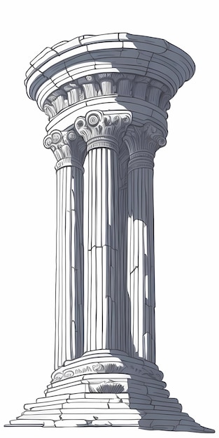 Vektor eine antike griechische säule, handgezeichnet in bezauberndem stil