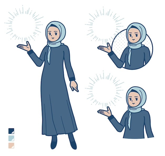 Eine arabische frau im hijab mit manipulierenden lichtbildern