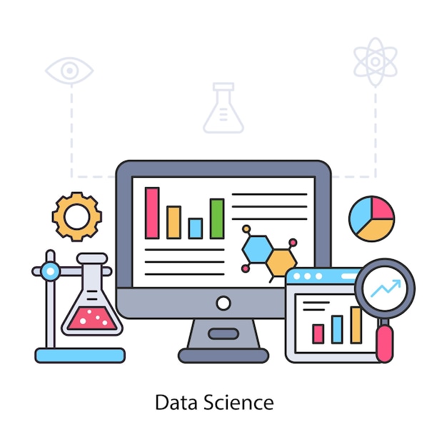 Eine bearbeitbare designillustration von data science