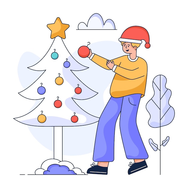 Eine bearbeitbare flache illustration von weihnachten